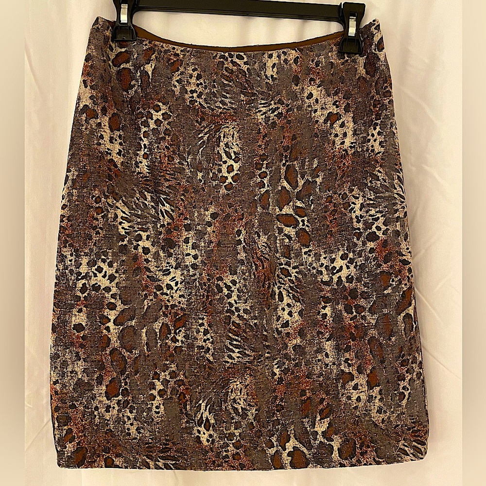 Brown and Gray Animal Print Skirt by Worth